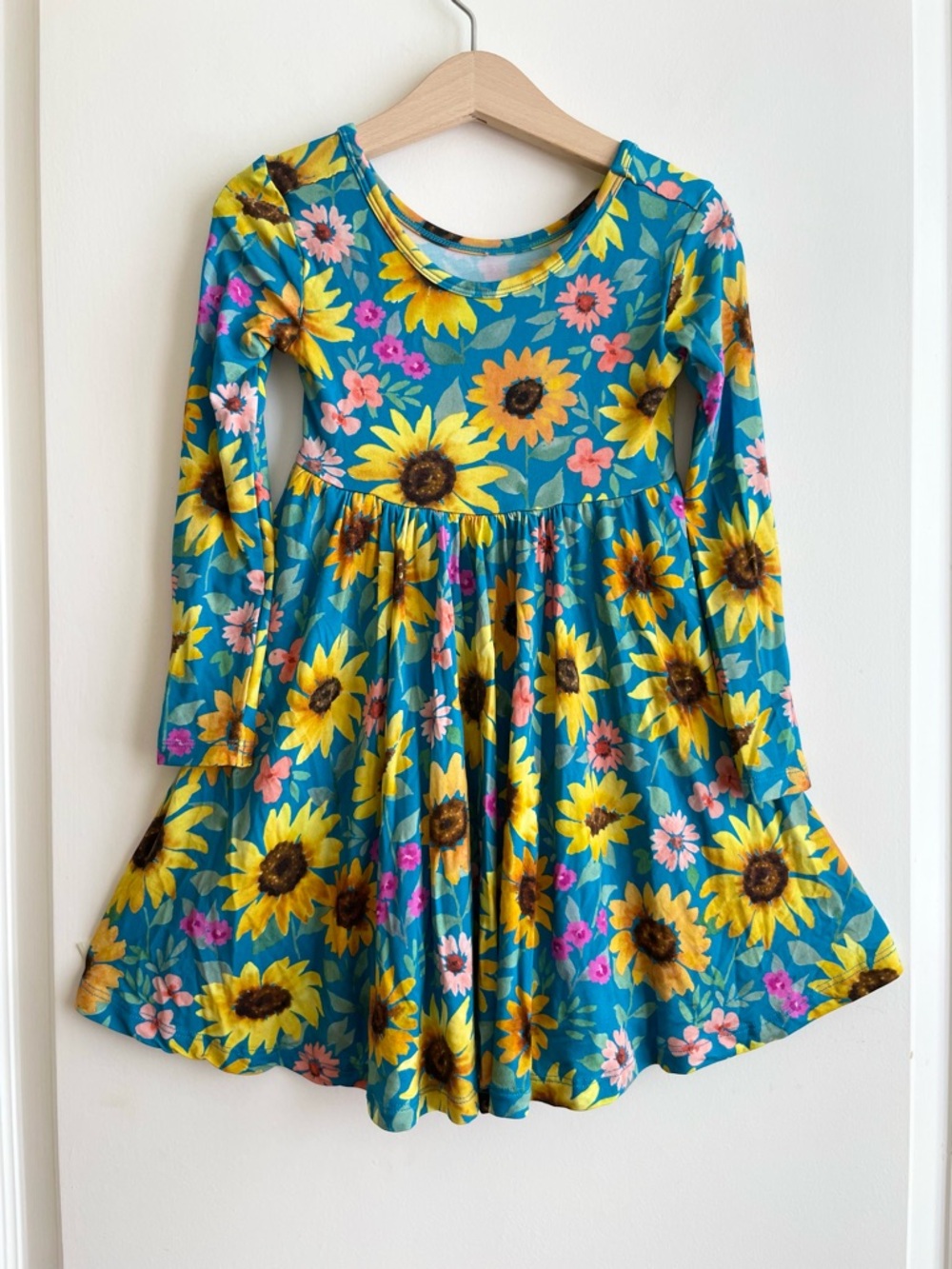 Little Sleepies Play Sunflower Fields Floral Twirl Dress Size 4T Bamboo